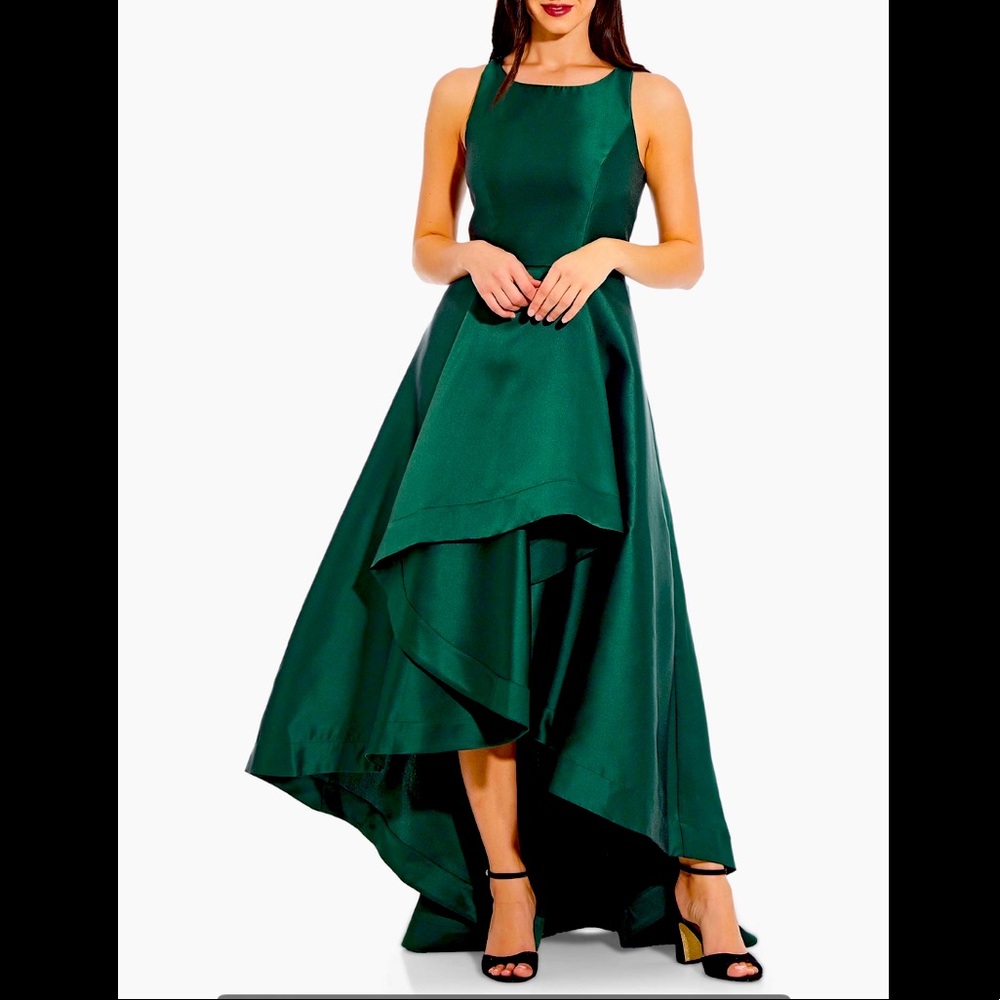 Adrianna Papell Mikado High Low Long Maxi Dress